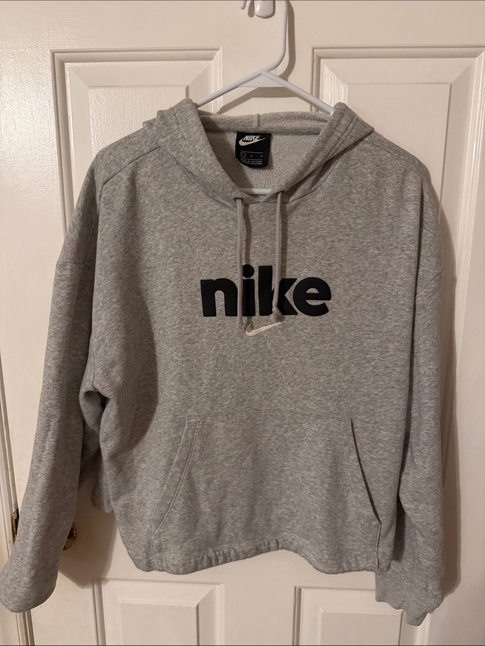 Nike Gray Cropped Style Hoodie with Black Logo